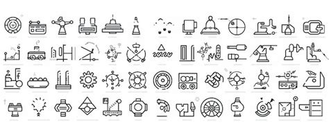 Un gran conjunto de iconos tecnológicos lineales desarrollos