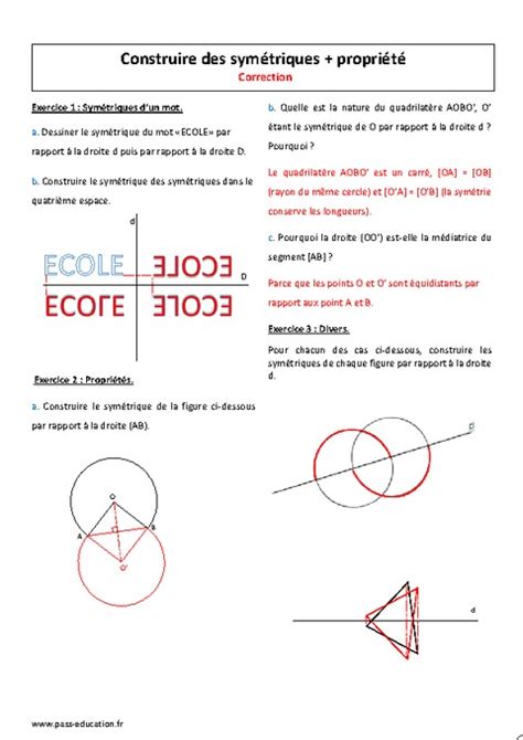 Sym Trie Axiale Me Exercices Construire Des Sym Triques