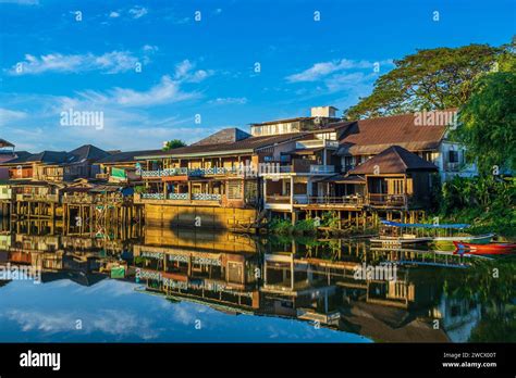 Thailand Chanthaburi Chanthaboon Waterfront Community Lined With