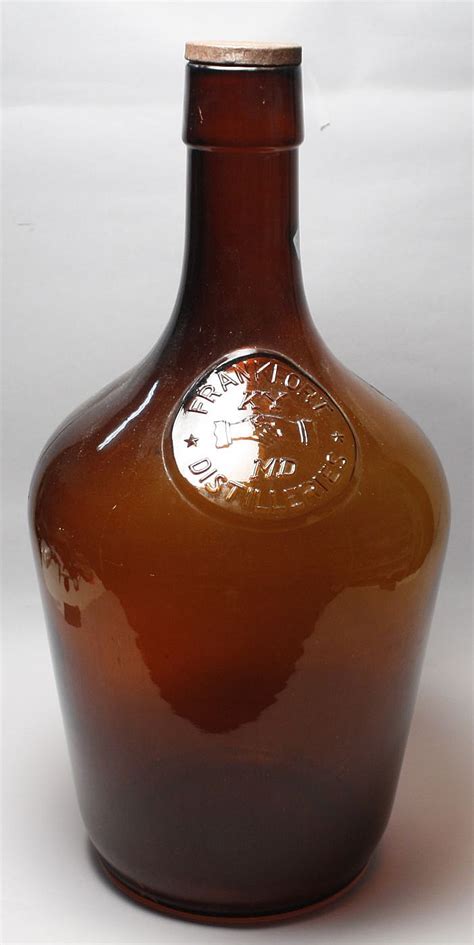 Lot Oversize Amber Glass Advertising Bottle Marked Frankfurt