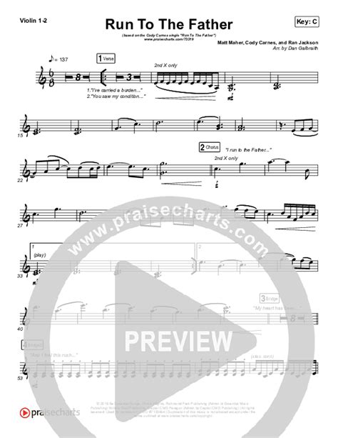 Run To The Father Violin Sheet Music Pdf Cody Carnes Praisecharts