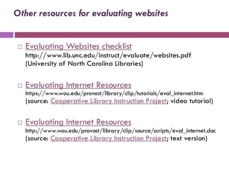 Evaluating Web Resources