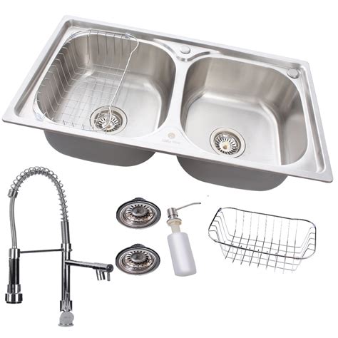 Kit Cuba Dupla Cozinha Gourmet 78x43 Aço Inox 304 Torneira