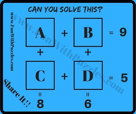 Easy Mathematical Puzzle Questions With Answers For Students Maths