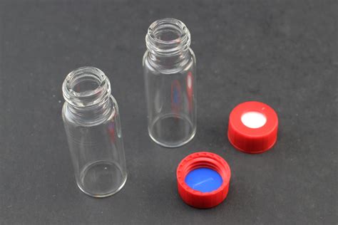 Vial Kit Clear Glass 2 0ml Screw Top Wide Opening Vial Screw Cap 9 Mm Red Polypropylene W