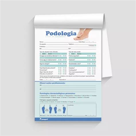 1 Ficha Anamnese De Podologia Bloco 100 Fls 14 8x21cm