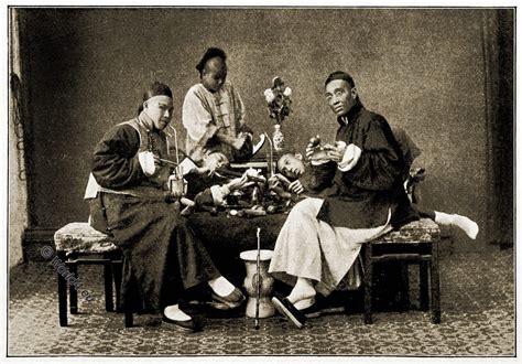 Various opium pipes. Opium smocking in Shanghai 1899.