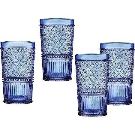 Amazon Highball Beverage Glass Cup Blue Claro By Godinger Set Of