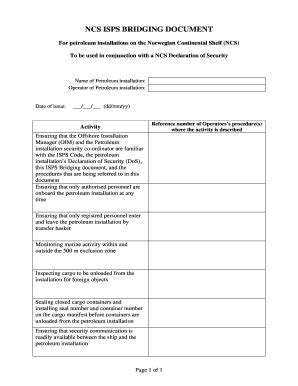 Fillable Online Ncs Isps Bridging Document Fax Email Print Pdffiller