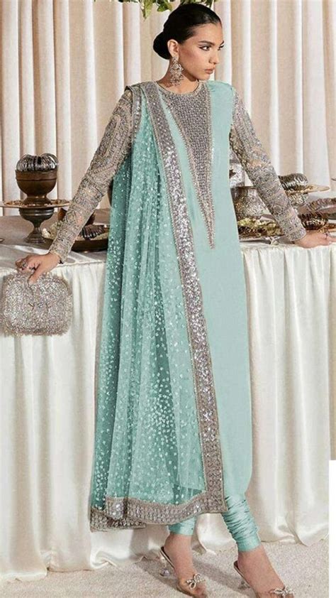 Blue Georgette Embroidered Pakistani Suits In Sale Sareeswala