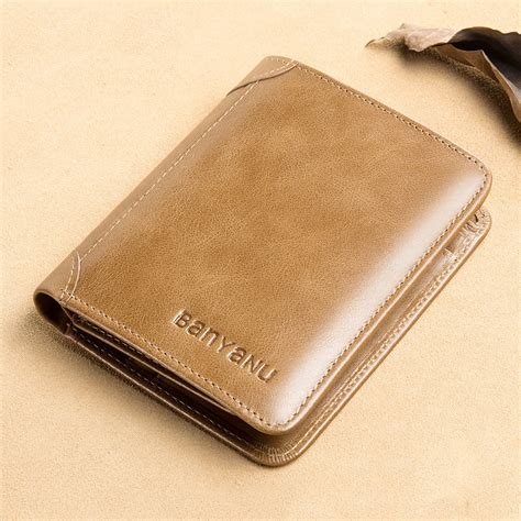 Billeteras Rfid De Cuero Genuino Para Hombre Cartera Vintage Fina