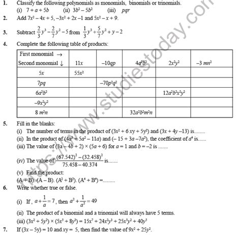 Grade 8 Algebraic Expressions Worksheet - Worksheets For Kindergarten