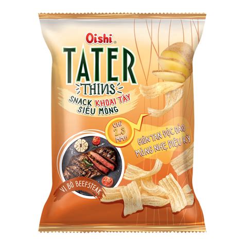 Snack Oishi TATER THINS 68gr Đầy Đủ 3 Vị Tảo Biển Dưa Leo Bò