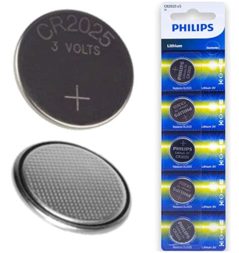 Pilha Moeda CR2025 3V Bateria Lithium Philips Cartela 5 Unidades