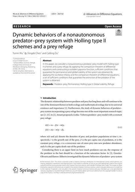 Pdf Dynamic Behaviors Of A Nonautonomous Predatorprey System With