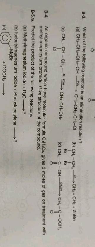 Which Of The Following Reaction Is An Elimination Reaction A