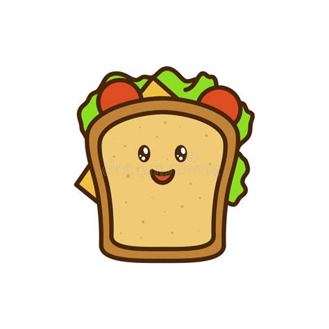 Vector Icon Of Cute Doodle Fast Food Sandwich Stock Vector