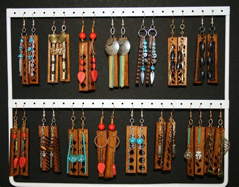 Earrings Handmade Wooden Jewelry Boho Bohemian Vintage Bead Dangle Long