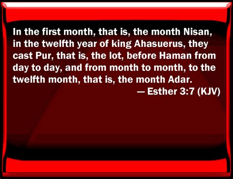 Esther 37 In The First Month That Is The Month Nisan In The Twelfth