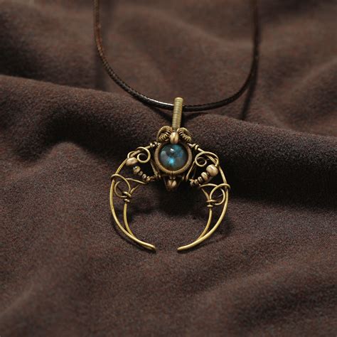 Celestial Serenity Handcrafted Brass Wire Wrapped Crescent Moon Pendant