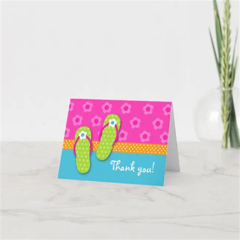 Flip Flop Pool Party Folded Thank You Note Cards Zazzle