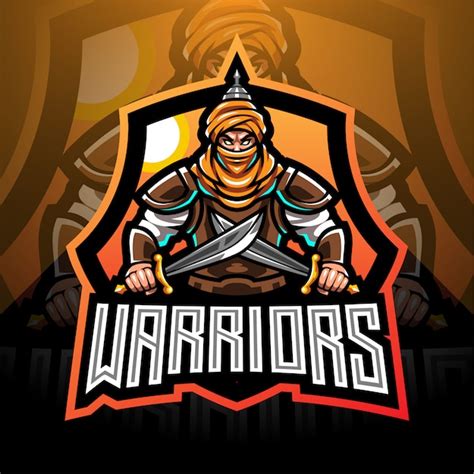 Design De Logotipo De Mascote De Guerreiros Esport Vetor Premium