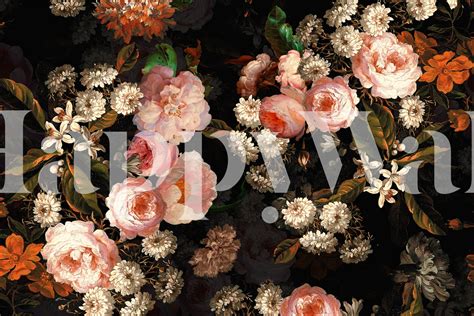 Peach Roses Midnight Garden Wallpaper - Buy Online | Happywall