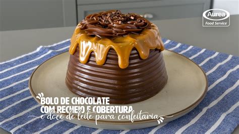 BOLO DE CHOCOLATE RECHEIO E COBERTURA E DOCE DE LEITE PARA