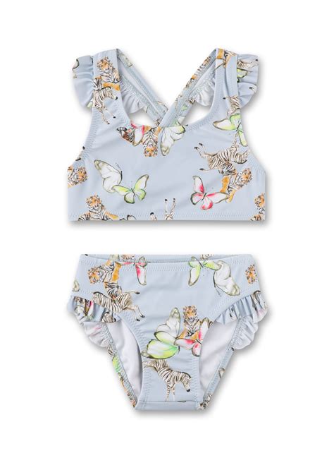 M Dchen Bikini Mit R Schen Blau