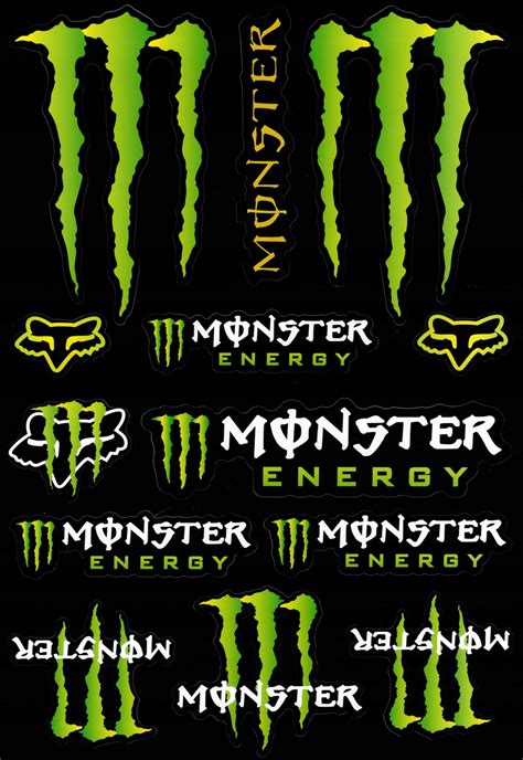 Naklejki Monster Energy Naklejka Fox Na Rower Motor Motocykl Du Y