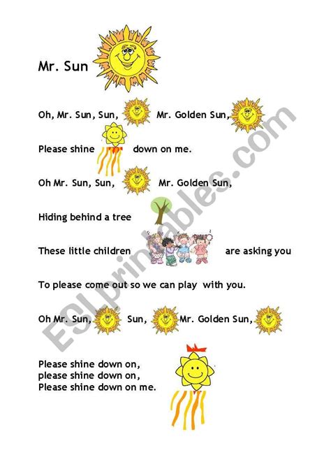 Mr. sun - ESL worksheet by majcek