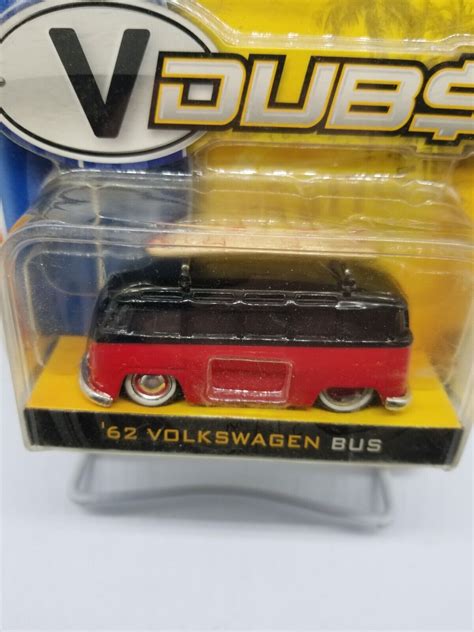 Jada Toys Vdubs Volkswagen Bus With Surf Board Wave Red