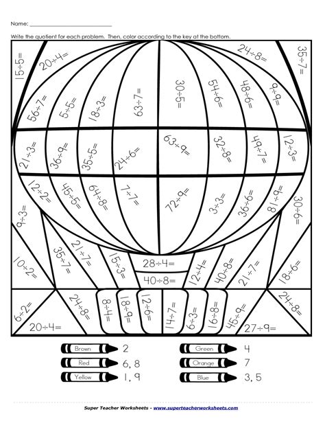 Multiplication Coloring By Number Worksheets