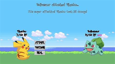 Github Angusjfwbattle 1 Or 2 Player Pokemon Battle Game