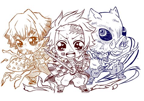 Demon Slayer Chibi Outline