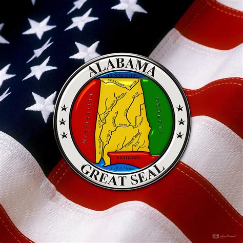 Alabama State Seal over U.S. Flag Digital Art by Serge Averbukh