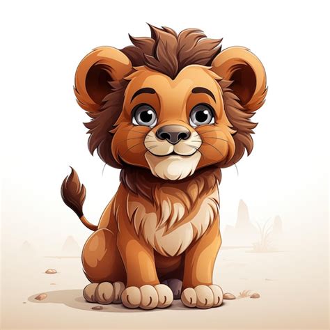 Premium Photo Cute Cartoon Lion Sitting On The Ground