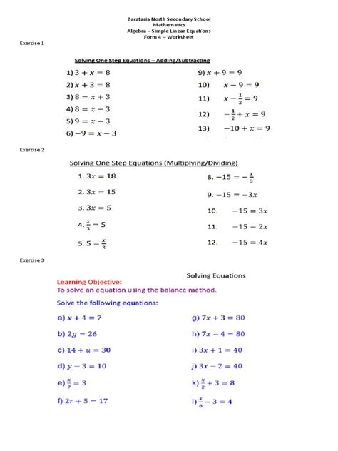 Algebra Simple Equations | PDF