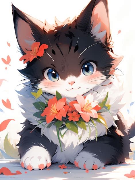 Premium Photo Cute Cat Anime Art Styles