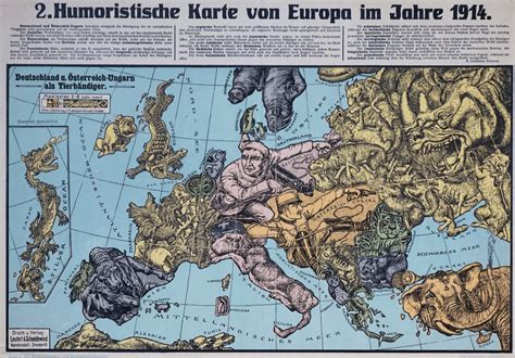 German Satirical Map of Europe, 1914 : r/MapPorn