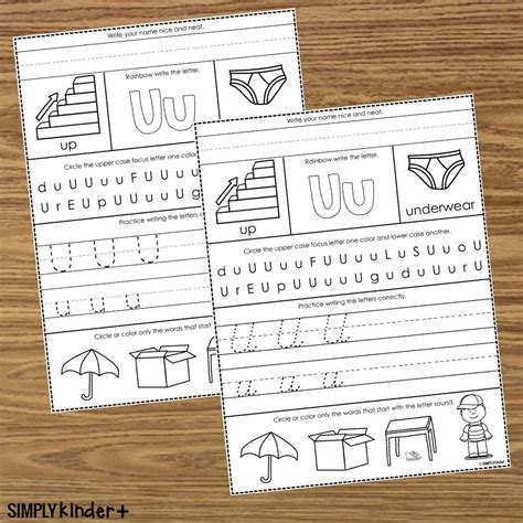 Letter U Practice Alphabet Page Simply Kinder Plus