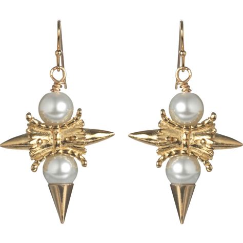 Pearl And Gold Spike Earrings Fenton 275 Spike Earrings Pearls Earrings