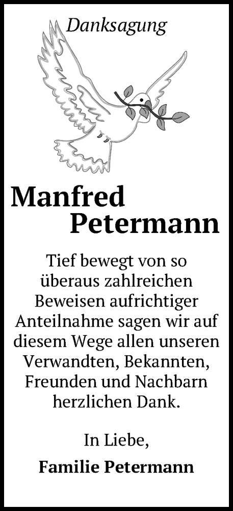 Traueranzeigen von Manfred Petermann Märkische Onlinezeitung Trauerportal