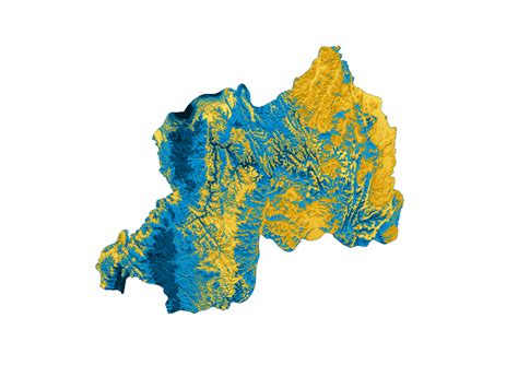 Ruanda mapa a bandeira cores sombreado alívio mapa 3d ilustração