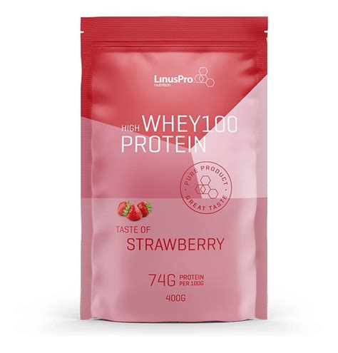 Køb Linuspro Whey100 Strawberry 400 G Billigt Hos Med24dk