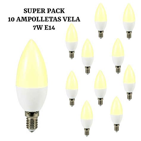 Ampolleta Led E14 Tipo Vela 7w Empavonada Luz Cálida Work LED