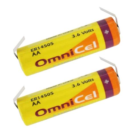 2X OmniCel ER14505 3 6V 2 4Ah Sz AA Lithium Battery Tabs Sensors Detectors