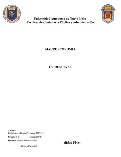 Evidencia Macroeconomia C Ejercicio De Pol Tica Fiscal