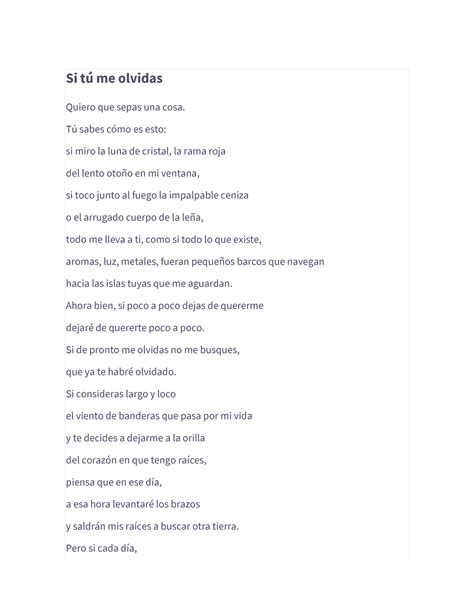 Poema Pablo Neruda Si T Me Olvidas Quiero Que Sepas Una Cosa T