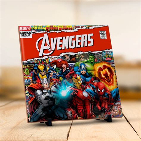 Caneca Personalizada E Azulejo Marvel Avengers Vingadores